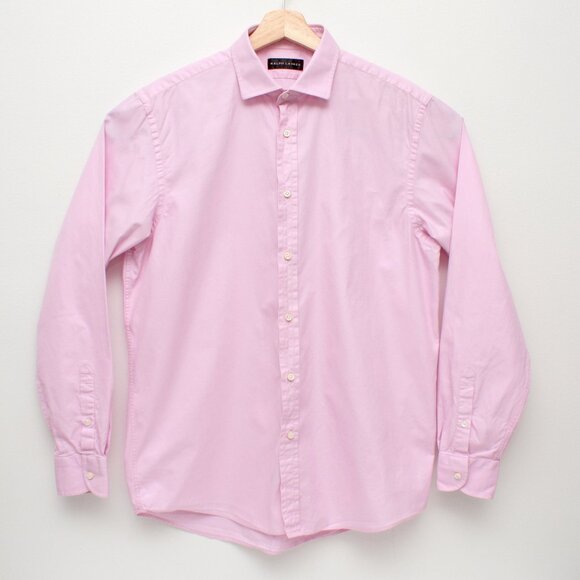 Ralph Lauren Black Label Italy Button Front Dress Shirt 16.5 Pink - Picture 1 of 7